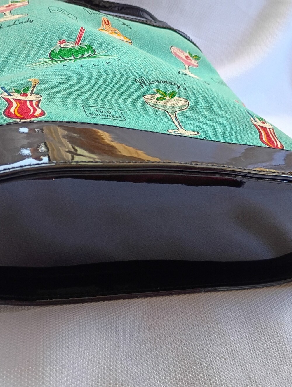 Lulu Guinness Tropical Cocktail Bag Teal Black Whimsical Women's Handbag - Picture 9 of 11